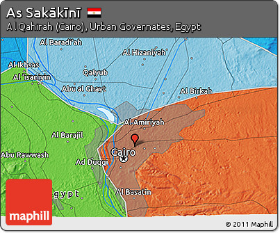 Political 3D Map of As Sakākīnī