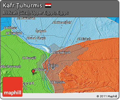 Political 3D Map of Kafr Ţuhurmis