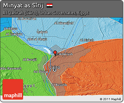 Political 3D Map of Minyat As Sīrij