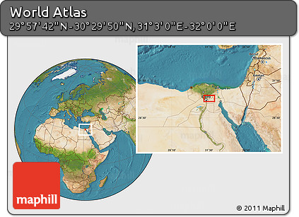 Satellite Location Map of the Area around 30° 13' 46" N, 31° 31' 29" E