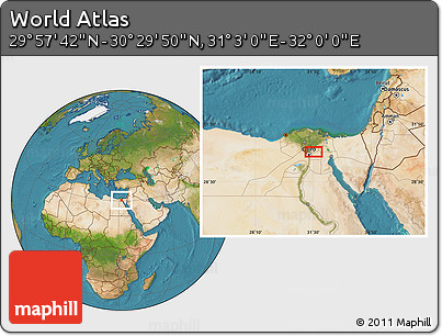 Satellite Location Map of the Area around 30° 13' 46" N, 31° 31' 29" E