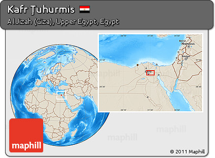 Shaded Relief Location Map of Kafr Ţuhurmis