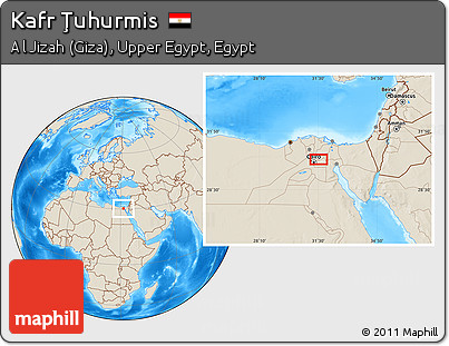 Shaded Relief Location Map of Kafr Ţuhurmis