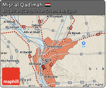 Shaded Relief Map of Mişr Al Qadīmah