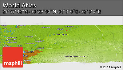 Physical Panoramic Map of the Area around 30° 13' 46" N, 31° 31' 29" E