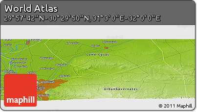 Physical Panoramic Map of the Area around 30° 13' 46" N, 31° 31' 29" E
