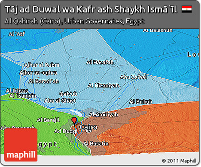 Political Panoramic Map of Tāj Ad Duwal Wa Kafr Ash Shaykh Ismā`īl