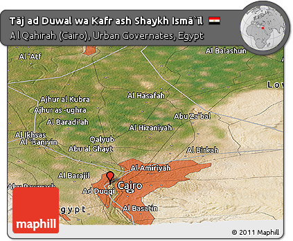 Satellite Panoramic Map of Tāj Ad Duwal Wa Kafr Ash Shaykh Ismā`īl