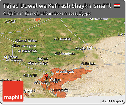 Satellite Panoramic Map of Tāj Ad Duwal Wa Kafr Ash Shaykh Ismā`īl