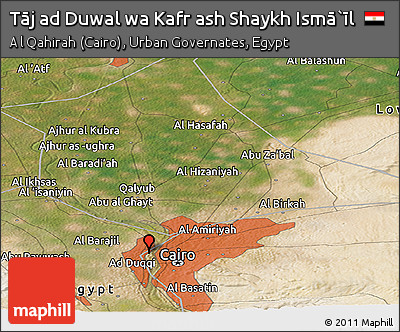 Satellite Panoramic Map of Tāj Ad Duwal Wa Kafr Ash Shaykh Ismā`īl