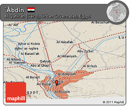 Shaded Relief Panoramic Map of `Ābdīn