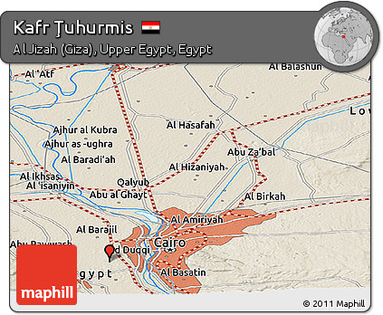 Shaded Relief Panoramic Map of Kafr Ţuhurmis