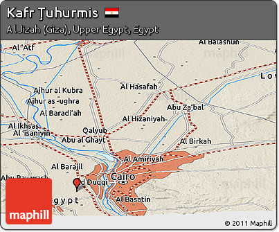 Shaded Relief Panoramic Map of Kafr Ţuhurmis
