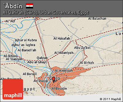 Shaded Relief Panoramic Map of `Ābdīn