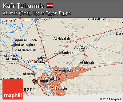 Shaded Relief Panoramic Map of Kafr Ţuhurmis