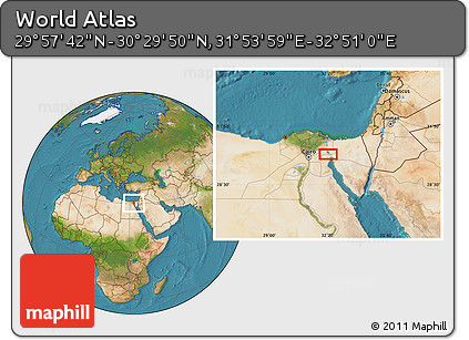 Satellite Location Map of the Area around 30° 13' 46" N, 32° 22' 30" E