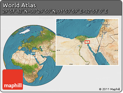 Satellite Location Map of the Area around 30° 13' 46" N, 32° 22' 30" E