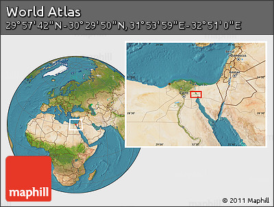 Satellite Location Map of the Area around 30° 13' 46" N, 32° 22' 30" E