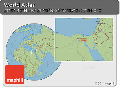 Savanna Style Location Map of the Area around 30° 13' 46" N, 32° 22' 30" E