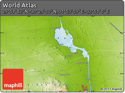 Physical Map of the Area around 30° 13' 46" N, 32° 22' 30" E