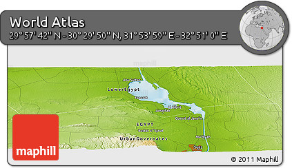 Physical Panoramic Map of the Area around 30° 13' 46" N, 32° 22' 30" E