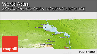 Physical Panoramic Map of the Area around 30° 13' 46" N, 32° 22' 30" E