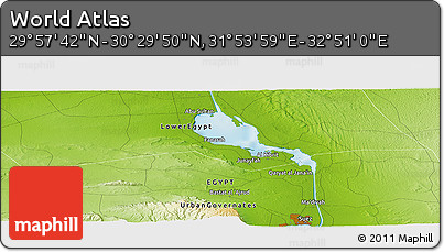 Physical Panoramic Map of the Area around 30° 13' 46" N, 32° 22' 30" E