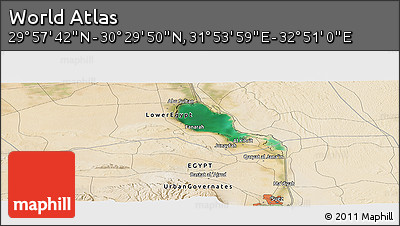 Satellite Panoramic Map of the Area around 30° 13' 46" N, 32° 22' 30" E