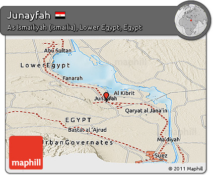 Shaded Relief Panoramic Map of Junayfah