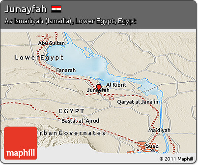 Shaded Relief Panoramic Map of Junayfah
