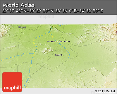 Physical 3D Map of the Area around 30° 13' 46" N, 34° 4' 30" E