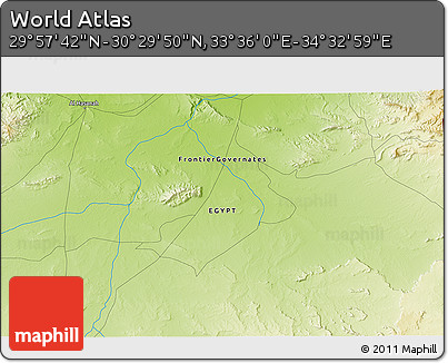 Physical 3D Map of the Area around 30° 13' 46" N, 34° 4' 30" E