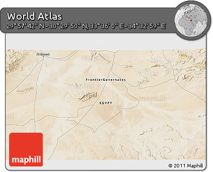 Satellite 3D Map of the Area around 30° 13' 46" N, 34° 4' 30" E
