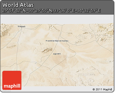 Satellite 3D Map of the Area around 30° 13' 46" N, 34° 4' 30" E
