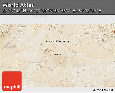 Satellite 3D Map of the Area around 30° 13' 46" N, 34° 4' 30" E