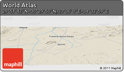 Shaded Relief Panoramic Map of the Area around 30° 13' 46" N, 34° 4' 30" E