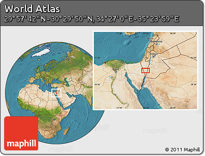Satellite Location Map of the Area around 30° 13' 46" N, 34° 55' 29" E