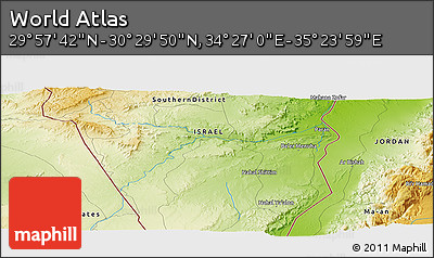 Physical Panoramic Map of the Area around 30° 13' 46" N, 34° 55' 29" E