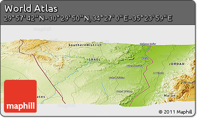 Physical Panoramic Map of the Area around 30° 13' 46" N, 34° 55' 29" E