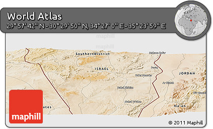 Satellite Panoramic Map of the Area around 30° 13' 46" N, 34° 55' 29" E