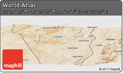 Satellite Panoramic Map of the Area around 30° 13' 46" N, 34° 55' 29" E