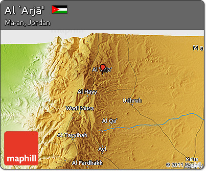 Physical 3D Map of Al `Arjā'