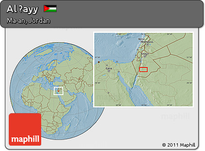 Savanna Style Location Map of Al Ḩayy, hill shading