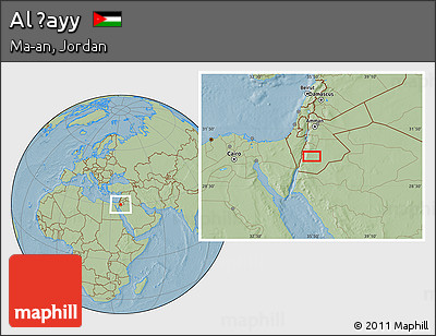 Savanna Style Location Map of Al Ḩayy, hill shading