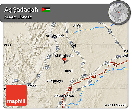 Shaded Relief Map of Aş Şadaqah