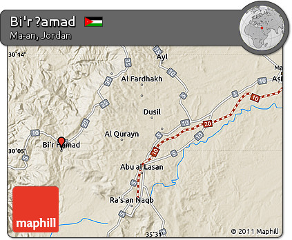 Shaded Relief Map of Bi'r Ḩamad