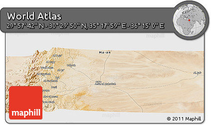 Satellite Panoramic Map of the Area around 30° 13' 46" N, 35° 46' 29" E