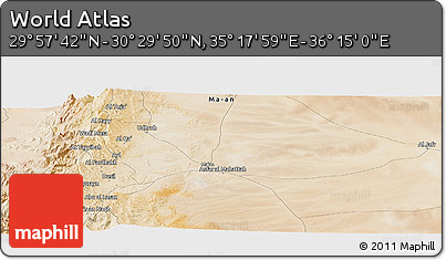 Satellite Panoramic Map of the Area around 30° 13' 46" N, 35° 46' 29" E