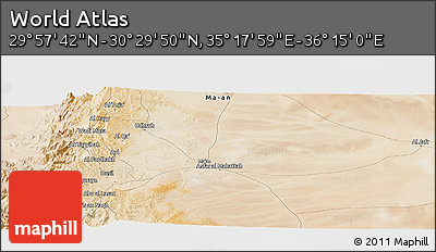 Satellite Panoramic Map of the Area around 30° 13' 46" N, 35° 46' 29" E