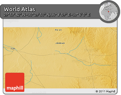 Physical 3D Map of the Area around 30° 13' 46" N, 36° 37' 30" E